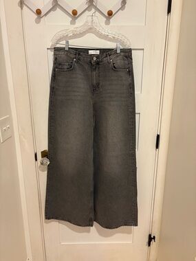 NWOT Line of Oslo St Barth’s High-Rise Wide Leg Jeans in Washed Grey